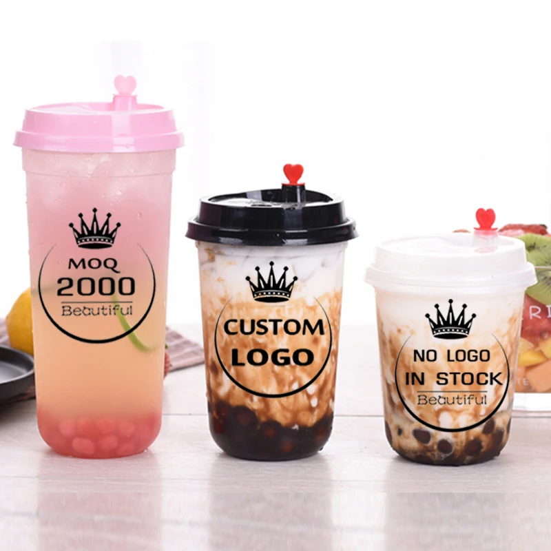 

plastic bubble tea cup/milk tea cup/bubble tea cups with lids/milk tea disposable cup/pp injection cup/Plastic Cup,500 Pieces