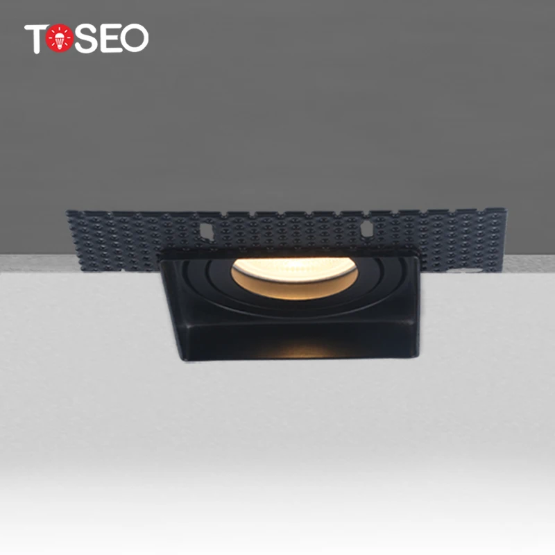 Mr16 gu10 ceiling grille lamp cutting 80mm  recessed adjustable square led trimless down lighting