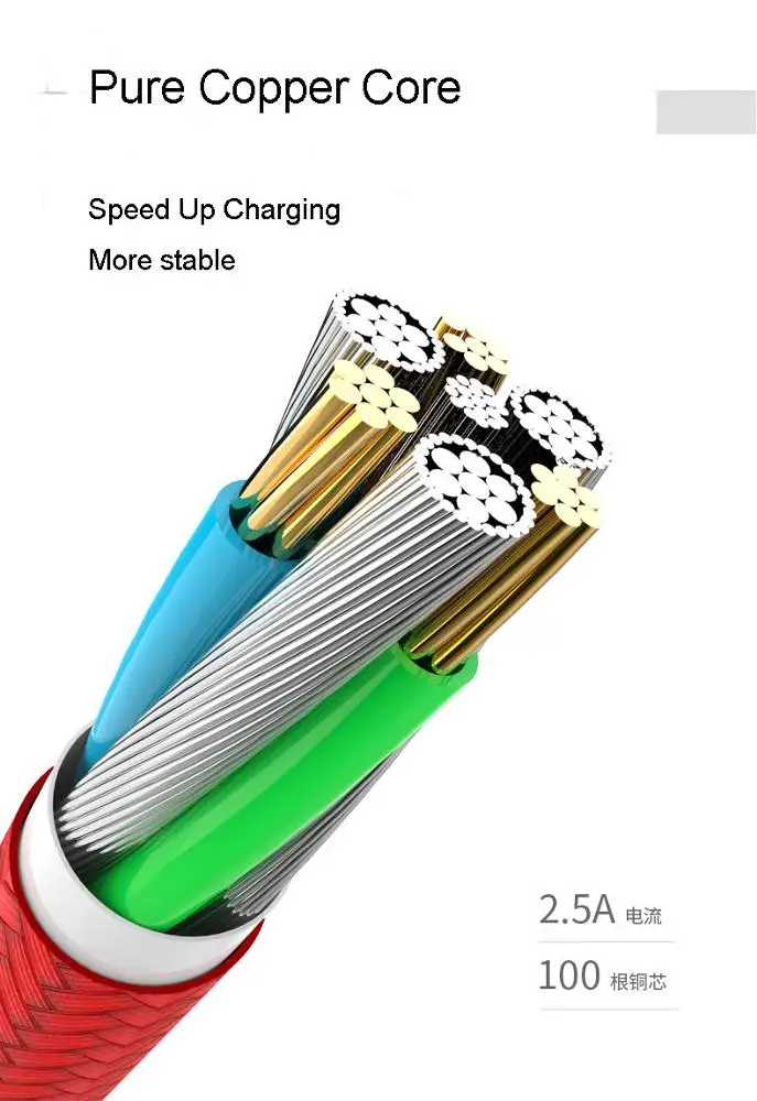 Fashion present gift Nylon Braided one drag three 2.5A quick charging wire 3 in 1 usb cable - ANKUX.COM