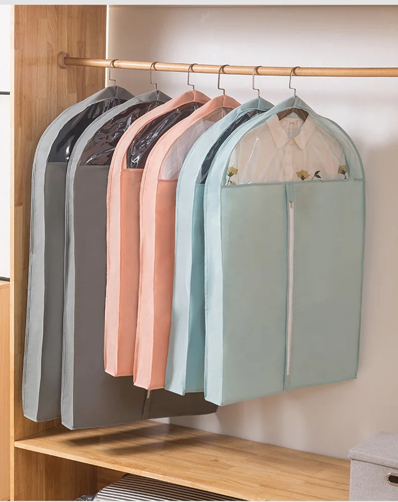 Hanging Non-Woven Suit Dresses Cover, Part Clear Garment Bags - China  Garment Cover and Suit Carrier price