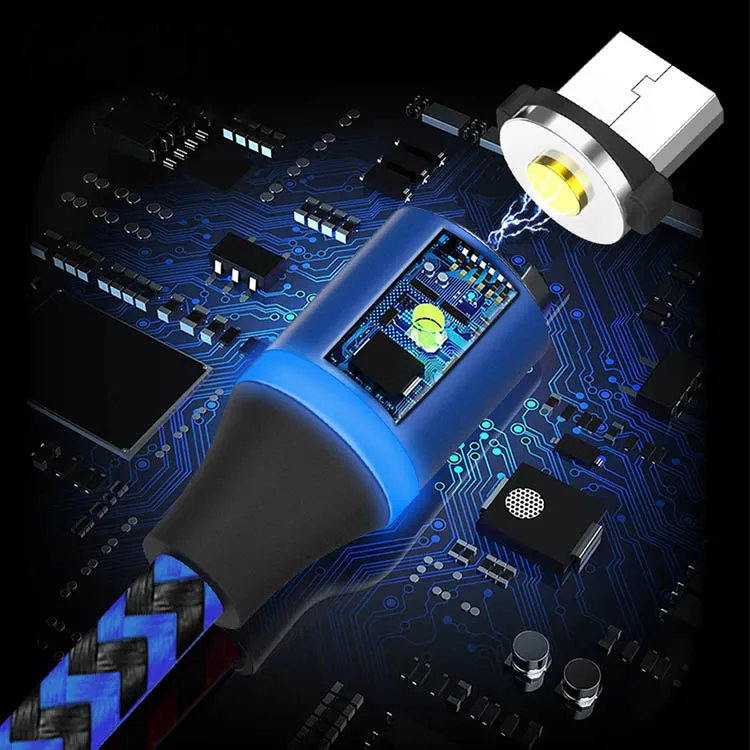 1m 3.3FT Nylon Braided LED Magnetic Micro USB Type C Charging Cable For Iphone - ANKUX.COM