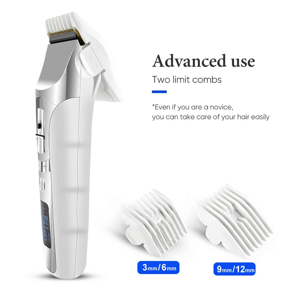 Custom Logo Professional Hair Clipper Lcd Cordless Hair Trimmer For Men Hair Cutter Machine