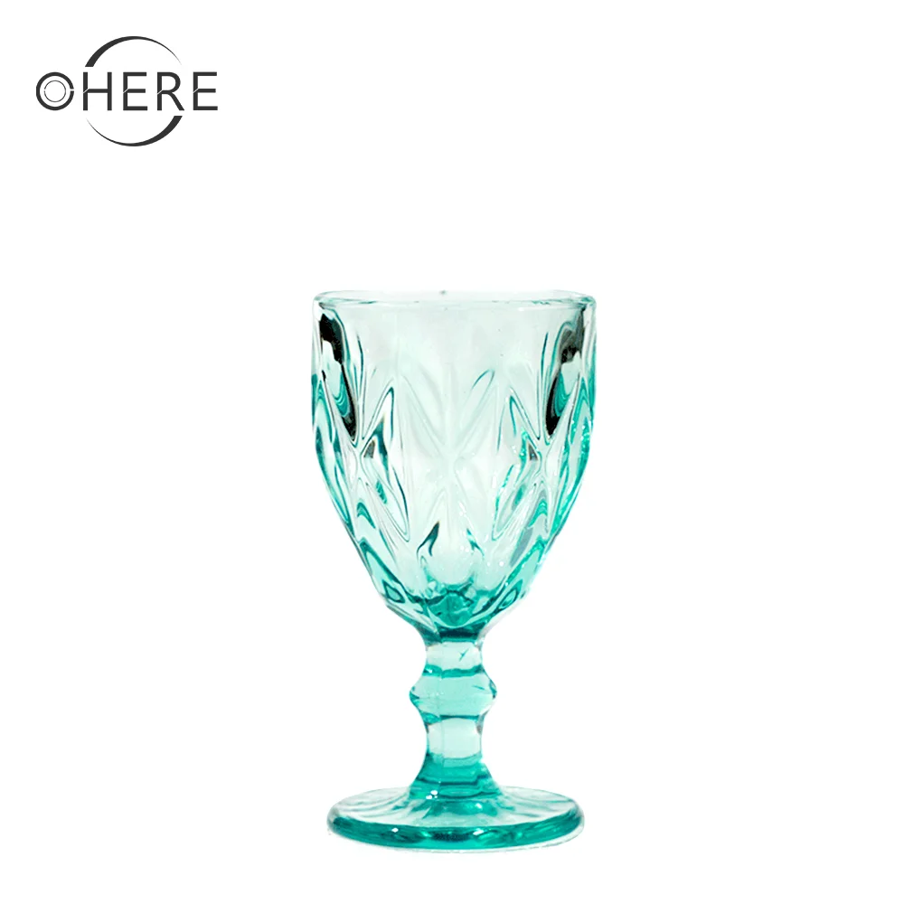 European Vintage Diamond Wine Glassware Wholesale Thickened Colored