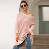 2019 Autumn Winter Pink Sweater Women's Three-color Long Section Lazy Wind Knitted Sweater Yellow Black
