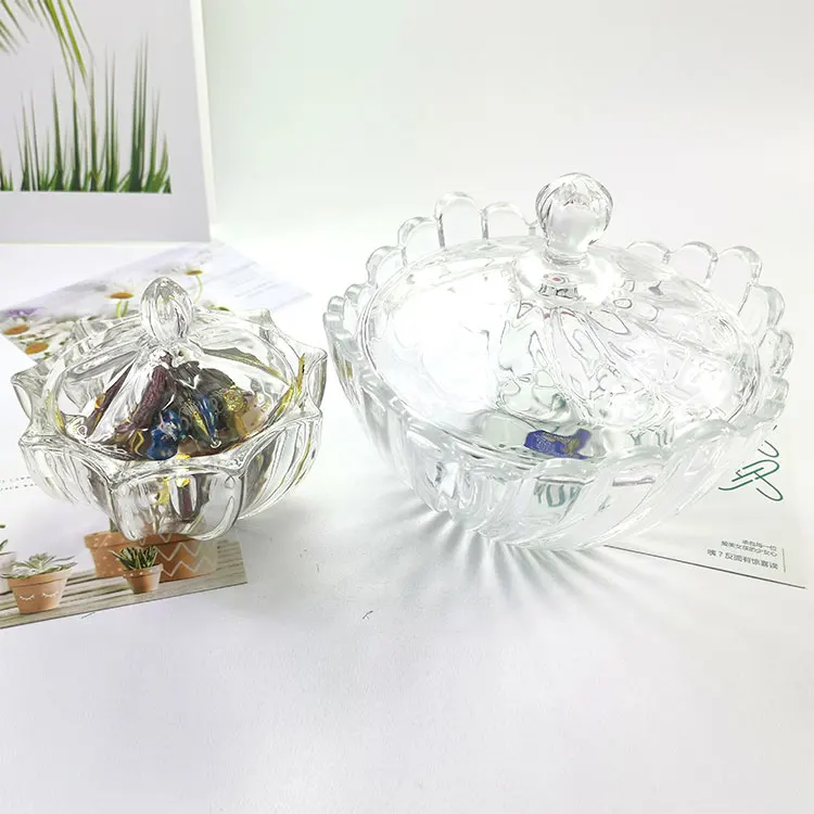 Best-selling Glass Sugar Pot Storage Jar Pedestal Crystal Glass Candy Jars