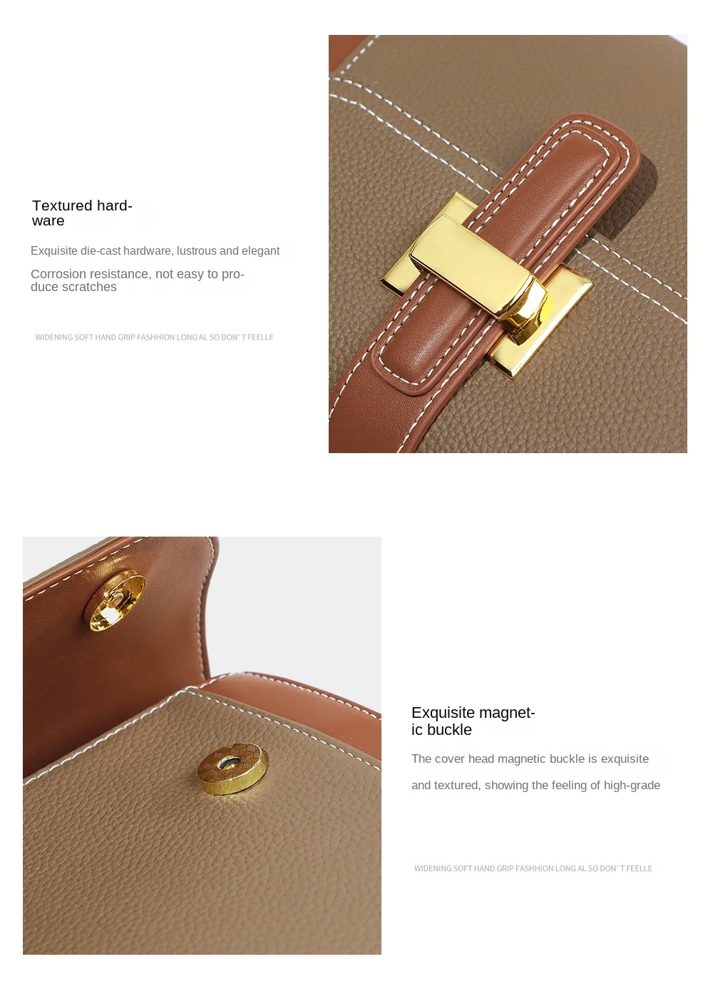 Women's Summer Fashion Portable Real Leather Messenger Bag Joker Contrast Color with Cover Closure Polyester Lining New Design