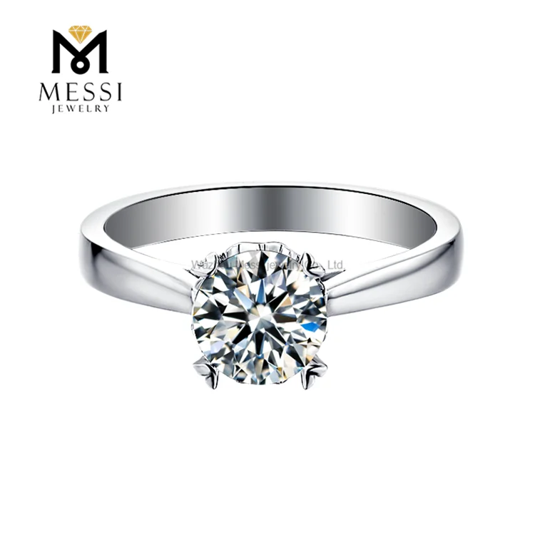 Messi Jewelry simple design 6.5mm 1ct moissanite solitaire woman ring wholesale 925 sterling silver ring