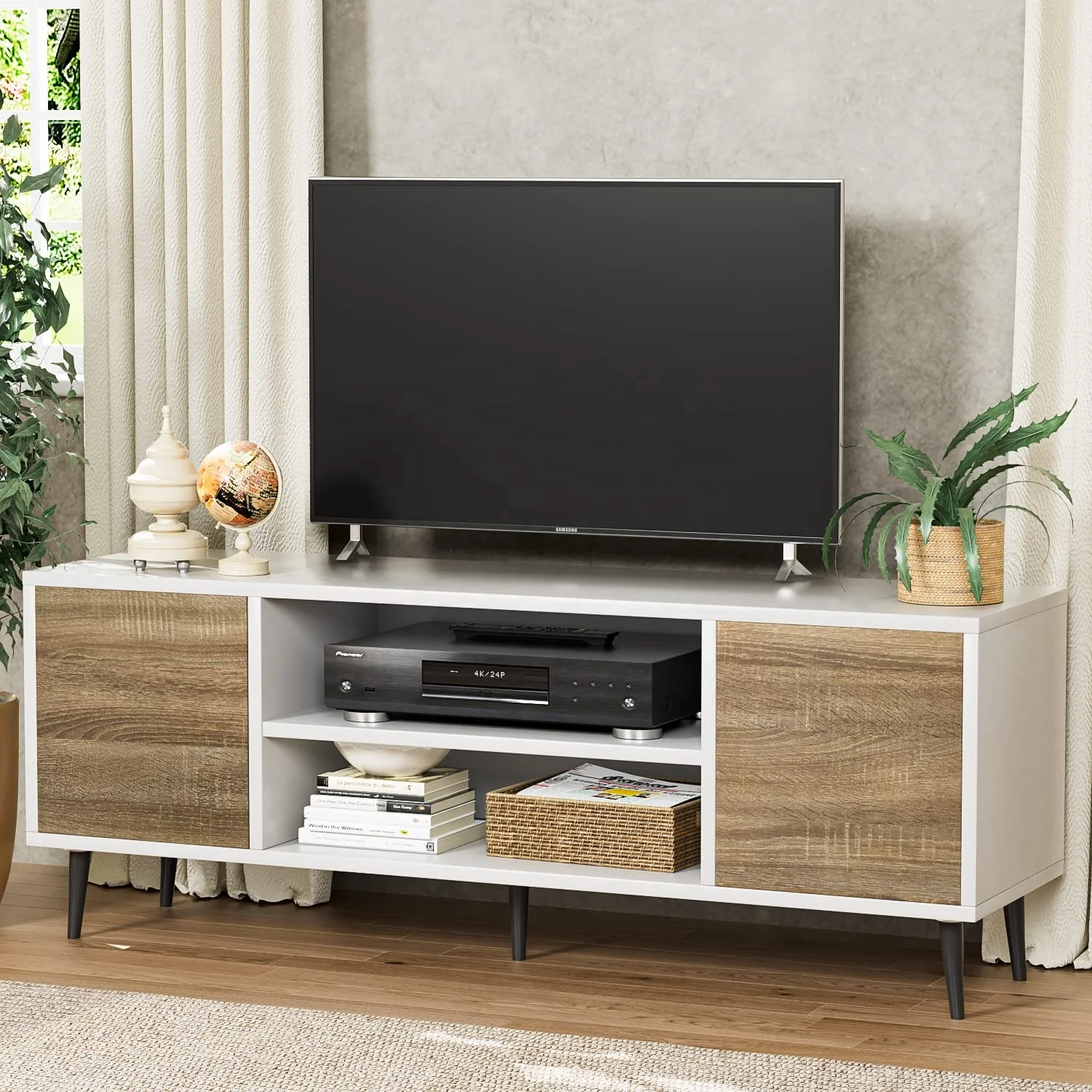 Furniture Factory Modern Tv Stands Dark Brown Tv Console With Wooden