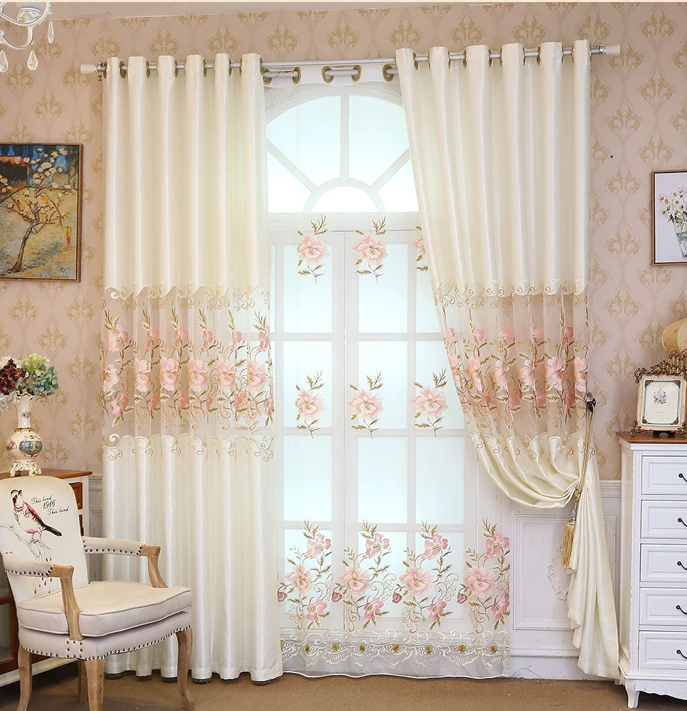 New Design Floral Embroidery Window Curtains Luxury Turkish Curtain For