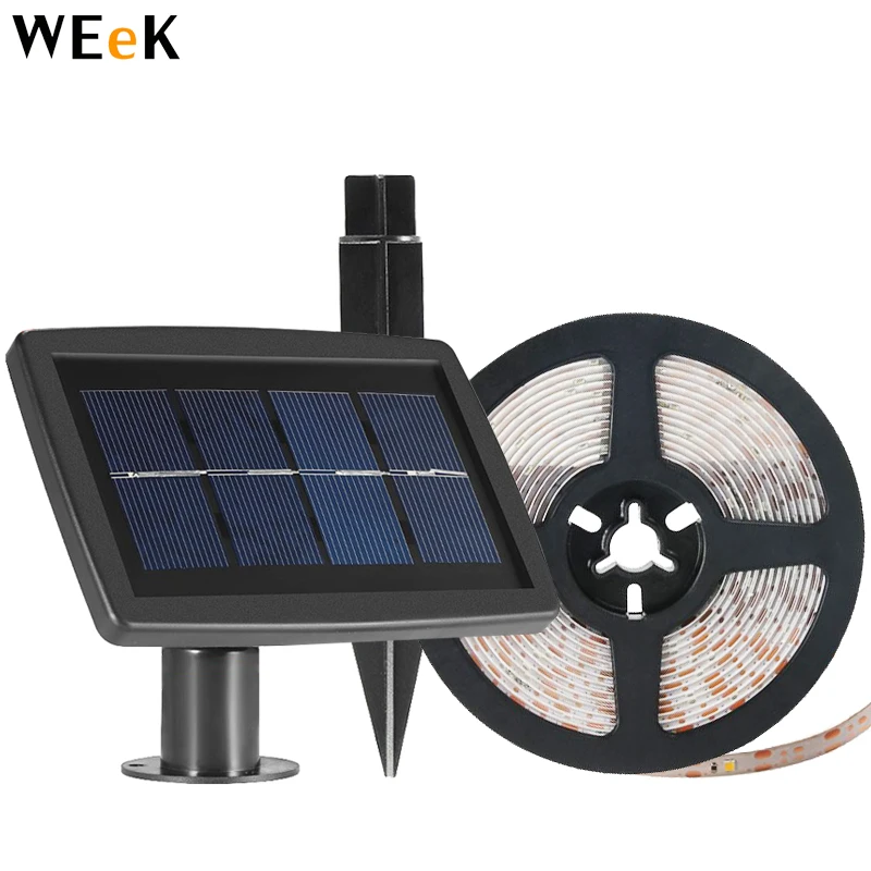 Solar Powered Waterproof RGB LED Light Strip IP65 Warm White Daylight White SMD2835 for Garden Landscape