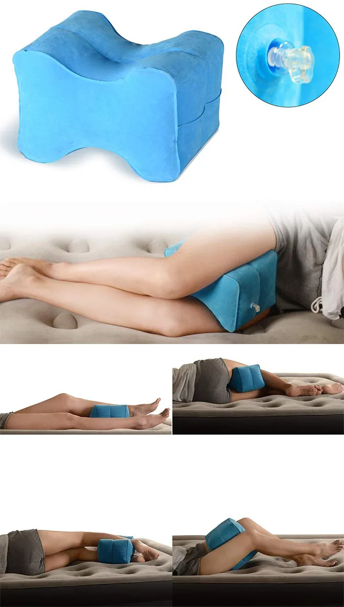 Soapow Cojín inflable de la rodilla de la pierna del alivio de la almohada de la cuña eleva suavemente las piernas para reducir la hinchazón 