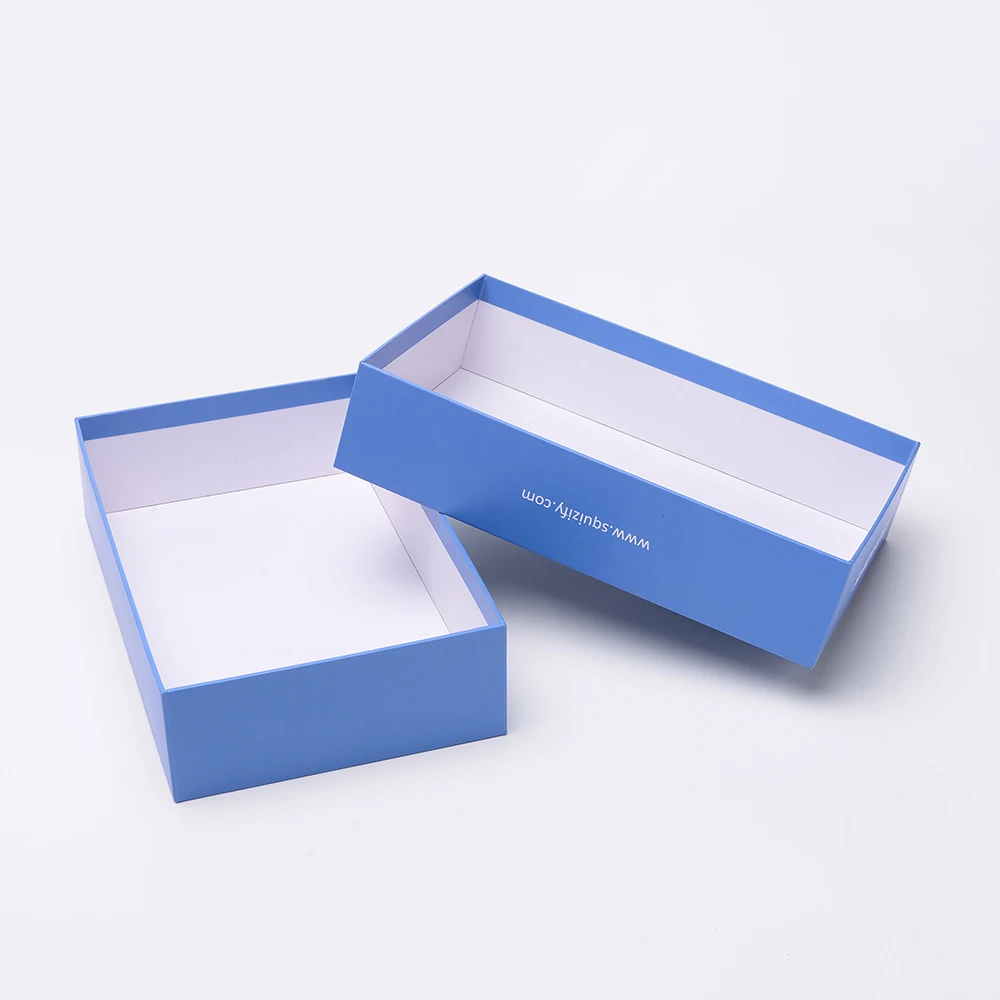 Wholesale Custom Logo Blue White Lid Top Cover and Base Bottom 2 Pieces Apple Type Cover and Tray Rigid Gift Paper Packaging Box