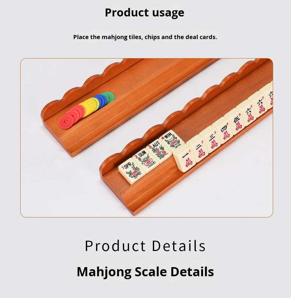 Mahjong Ruler Leti American Mahjong Solid Wood Ruler Stand & Card Pusher Magnetic ...