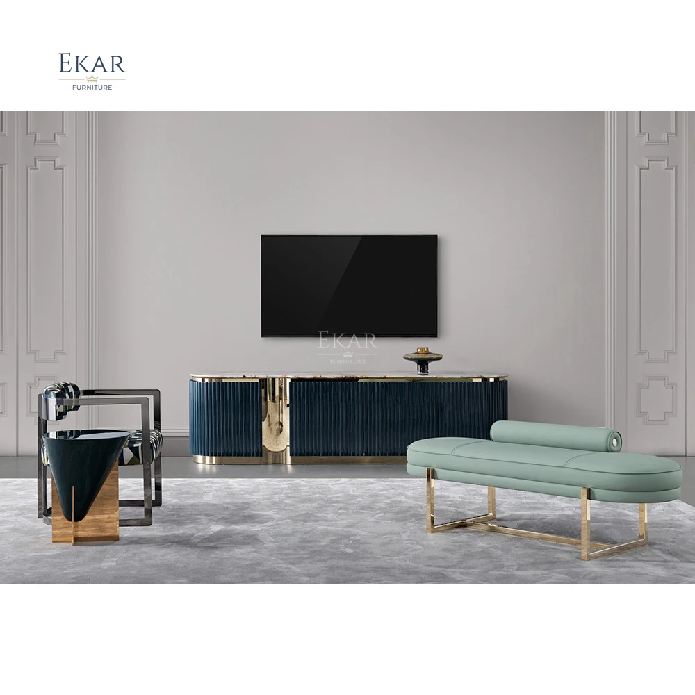 product ekar furniture high grade light luxury marble cabinet modern furniture living room tv stand-61