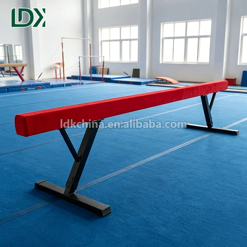 Professional 5m Wooden Balance Beam with Adjustable Height Suede Covered Training Equipment for Gymnastics Gym School