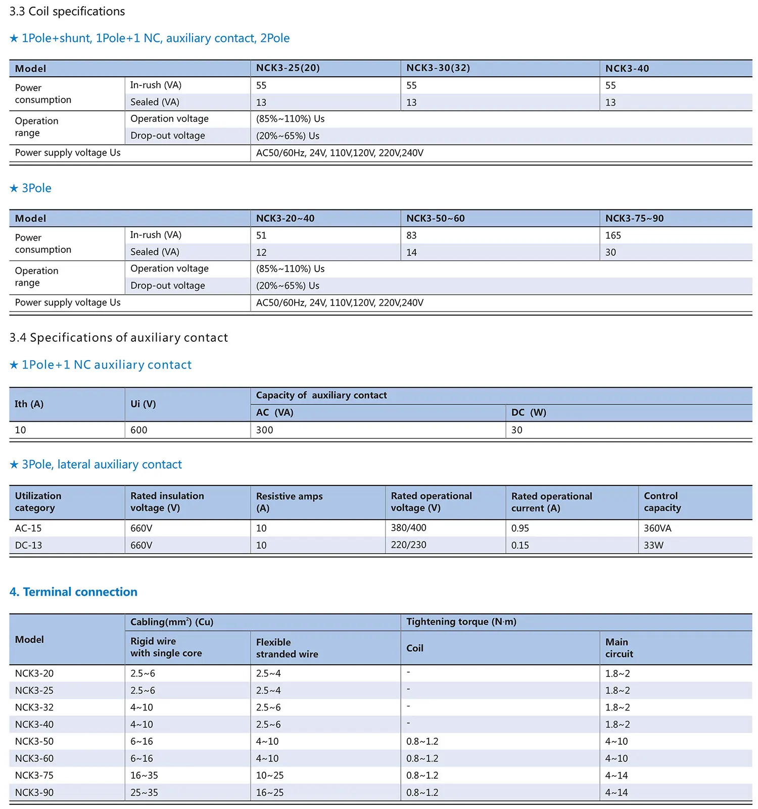 Contacteur AC NCK3-25/2 25A 220V - Pour Climatisation - 2 Pôles