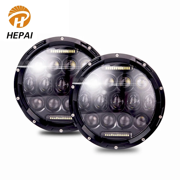 Driving projector high low flashing work light waterproof car 12-80v round 65W motorcycle 7 inch led headlight
