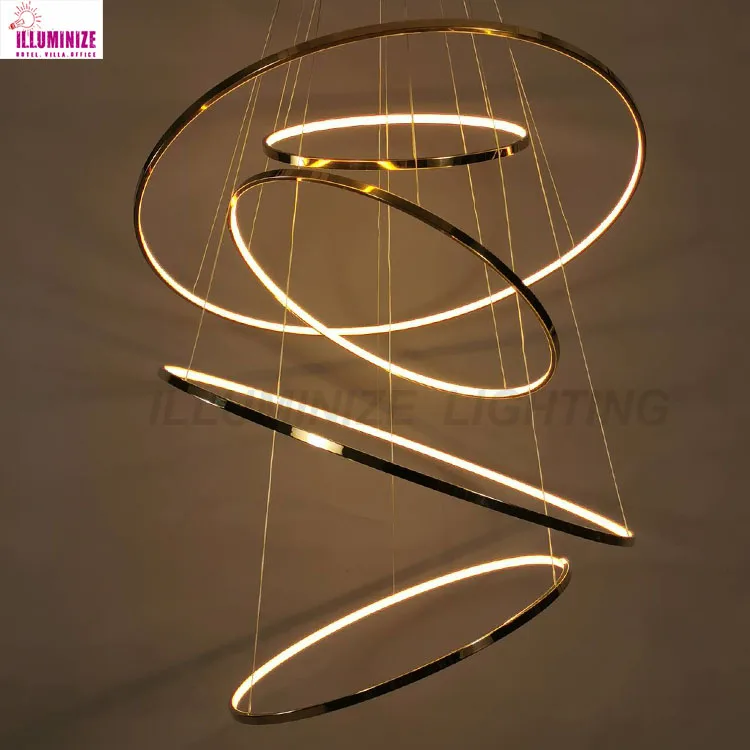 Post Modern Custom Metal Round Decor Indoor Hotel Residential Led Ring 