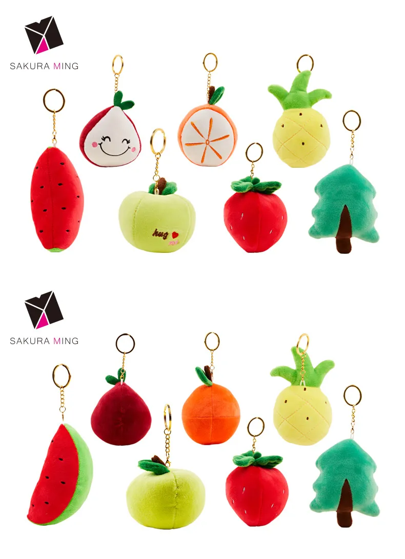 Custom Keychain Plush Fruit Apple Plush Doll Pendant Keychain Key Ring