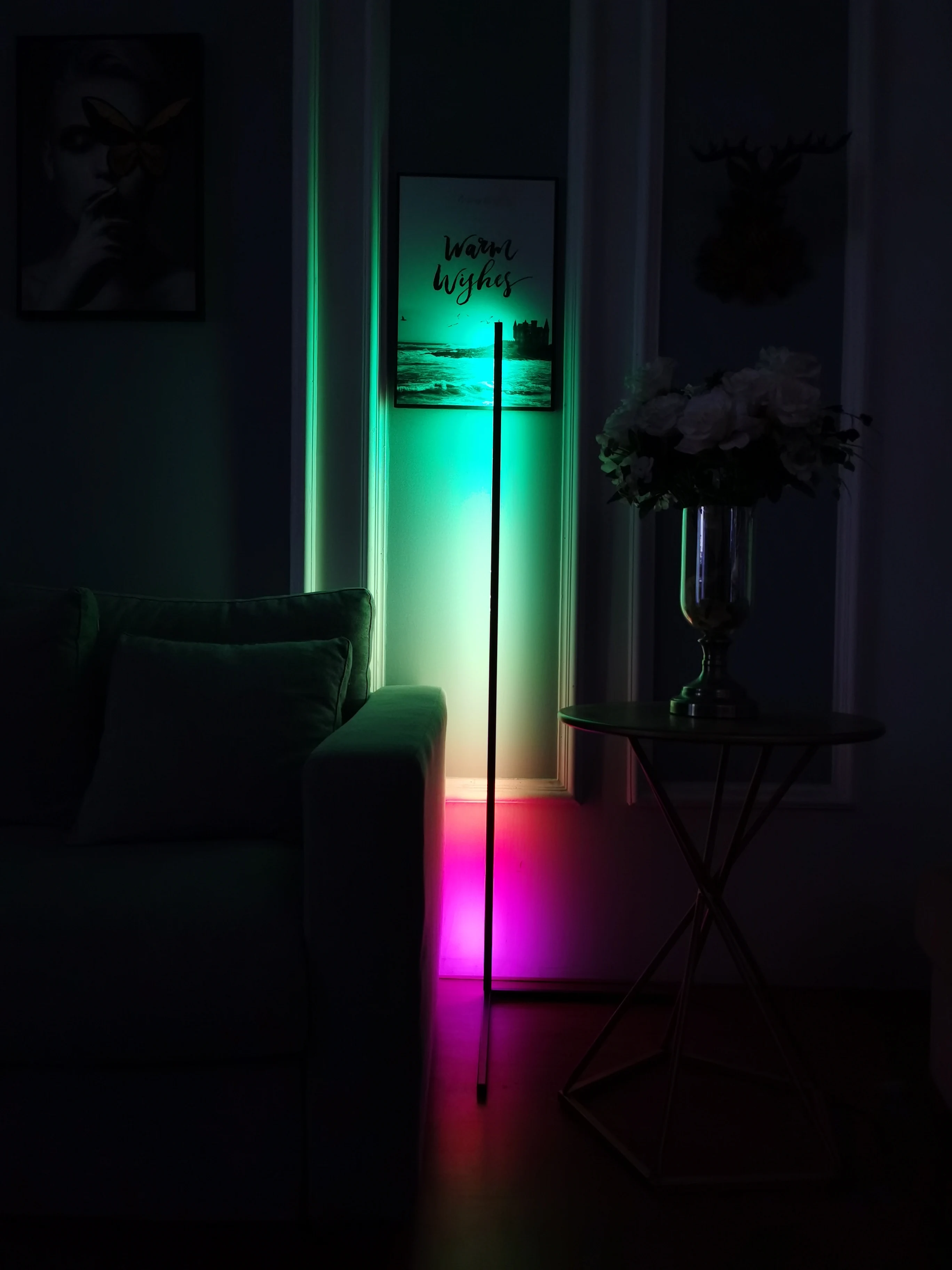 Modern bedroom nodic remote RGB color changing dimmable floor light minimal vertical led standing corner floor lamp