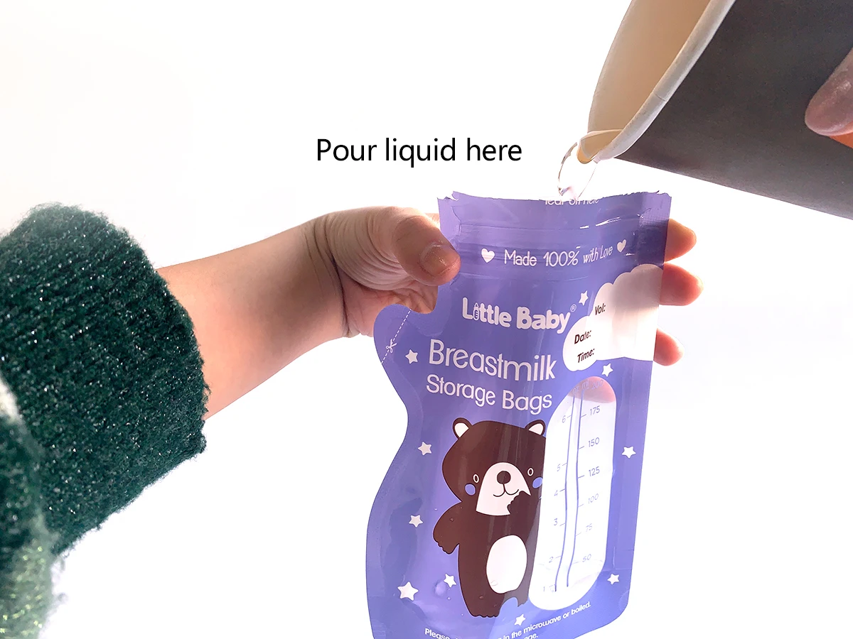 Custom Double Ziplock Presterilized 200ml Breast Milk Storage Bags 50