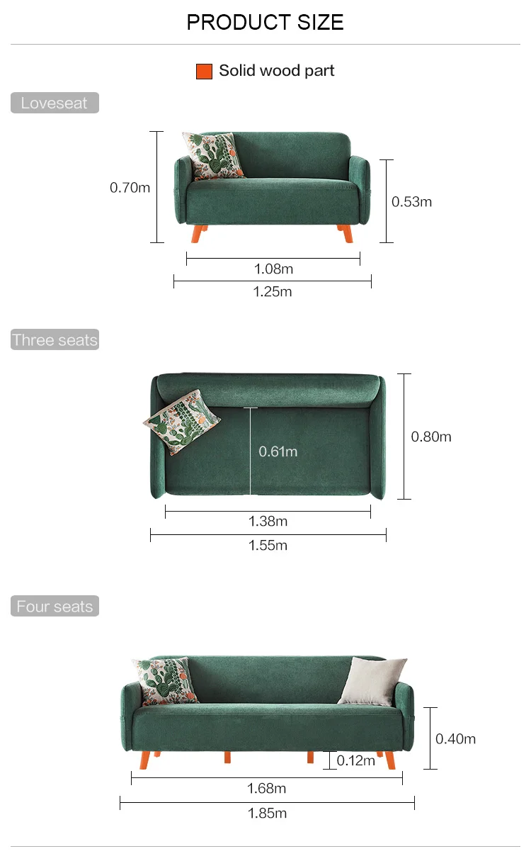Linsy Home nordic style small apartment fabric sofa double living room furniture set