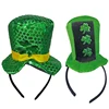 Wholesale Festival St Patricks Party Green Glitter Mini Top Hat Headband with Sequins