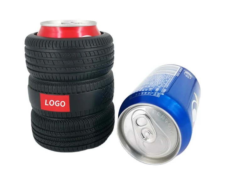 Custom Creative New Pvc Rubber Foam Tire Shape Cola Sleeve Beer Bottle