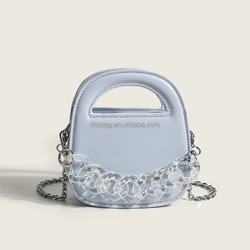 LIKEBAG Luxury ladies metal chain purse bags retro small handbag PU leather Vintage Style Designer Crossbody bag for women