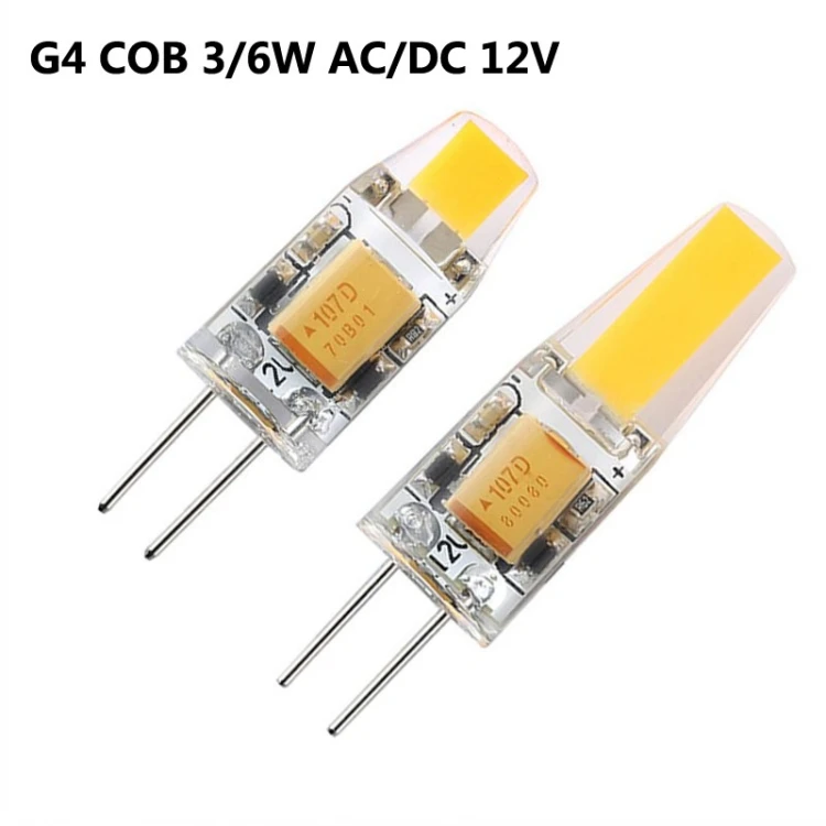 G4led lamp bulb beads imported chip sapphire 1505 Candle COB light source AC/DC12V 6W 3W silicone crystal lamp wholesale