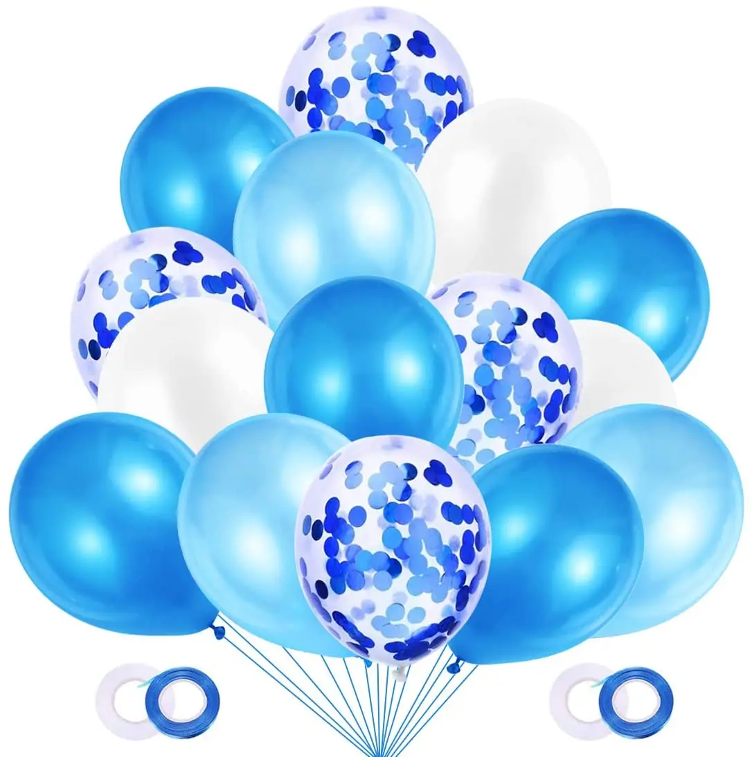battesimo e battesimo argento 12 pollici coriandoli per decorazioni per feste palloncini bianchi PartyWoo Palloncini blu blu e argento palloncini palloncini set di palloncini blu 60 pezzi 