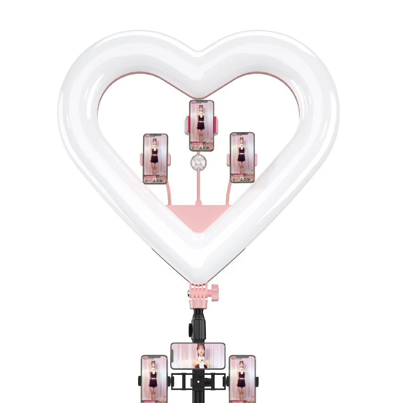 

CE and ROHS material 20 inch LED Ring Light heart shape Dimmable Level 10 Photography Lighting For Video Youtube ,RK51, Black,pink