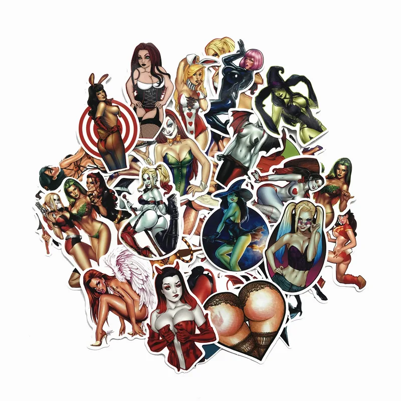 50pcsbag No Repeated Sexy Girls Stickers Pvc Waterproof Die Cut Stickers For Skateboard Car 9743