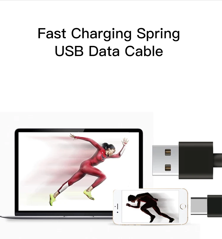 Factory Wholesales USB Type C Flexible Spiral Coil Spring Charging Data Sync Type C Spring Cable For Samsung - ANKUX.COM