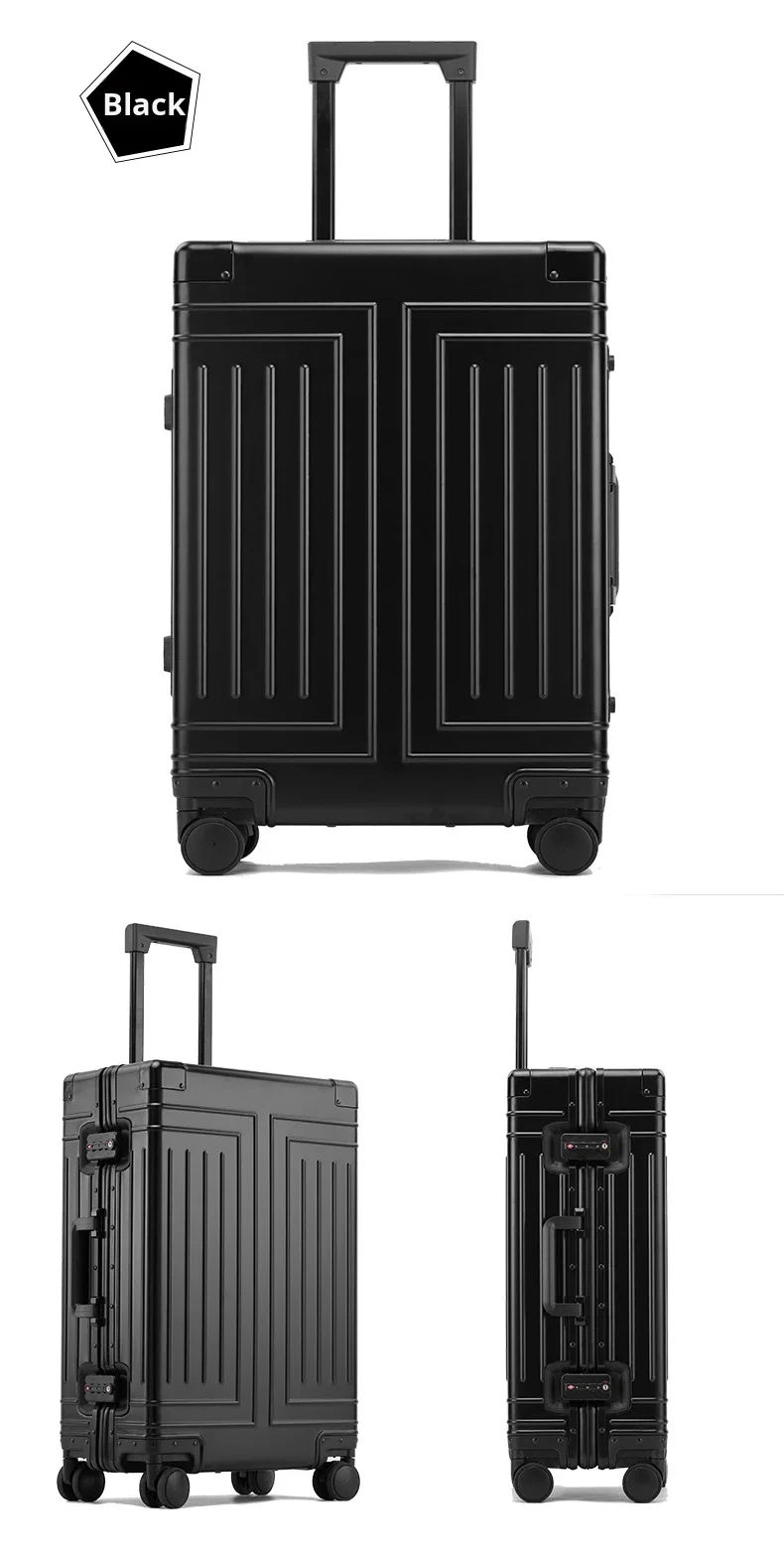product 2026 modern design aluminum luggage carry on boarding 20 in durable trolley suitcase tsa lock business metal travel case-18