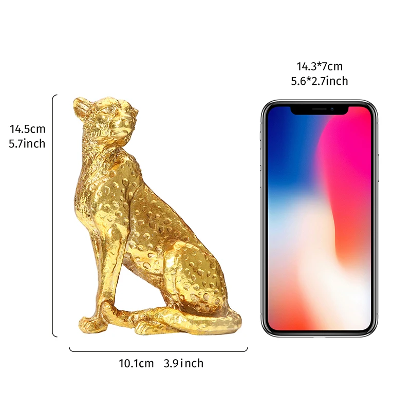 Cheetah Statue Home Decor Leopard Sculpture Resin Sitting Cheetah