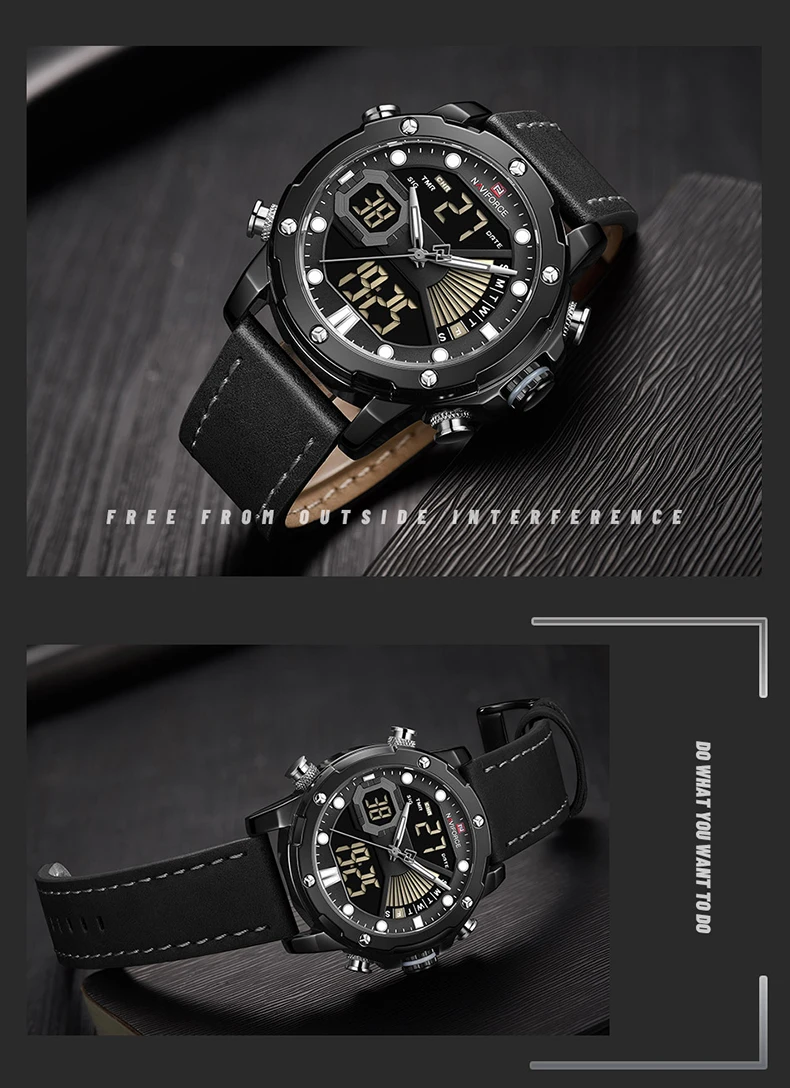 NAVIFORCE NEW Sports Chronograph Quartz Watch Men Dual Time Mens Watches Top Brand Luxury Analog Digital Male Clock Waterproof