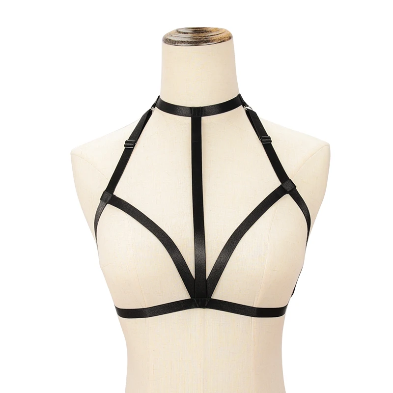 New Sexy Lingerie Black Body Harness Cage Bra Harajuku Gothic Cross