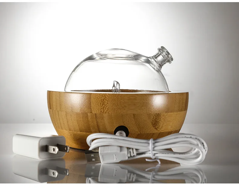 70ml Fragrance Waterless Essential Oil Aroma Diffuser,Bamboo Base And Glass Essential Oil