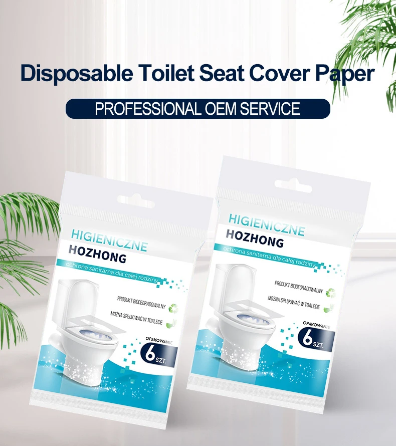 Custom flushable biodegradable water soluble toilet seat cover disposable paper for travel