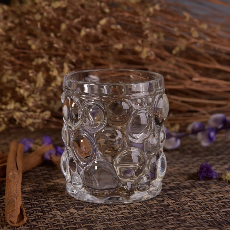 Transparent crystal embossed candle jar tealight mercury glass candles vessel home decoration use suppliers