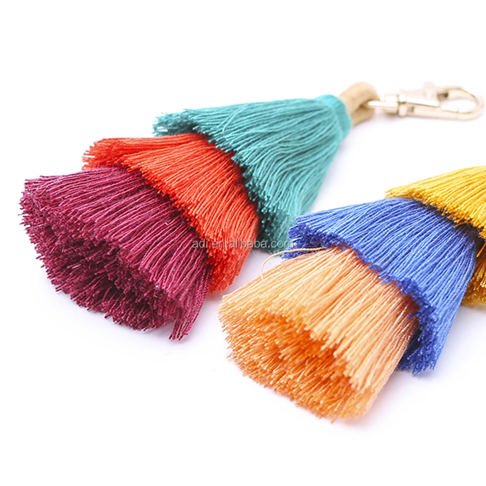 Ad. Jewelry Tassel Stacked Layered Threads Keychain Handmade Decorative