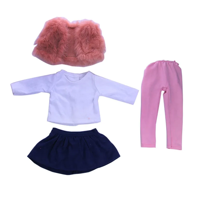 4Pcs/Set Doll Clothes Vest T-shirt Skirt Leggings For 18 Inch American Doll 43 Cm