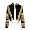 Newest 2019 Fall Winter Gold Tassels Long Sleeves Women Jackets Stunning Stand Neck Buttons Style Short Coats