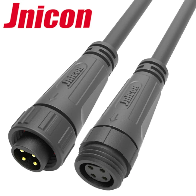 Jnicon 300V M16 cable molded waterproof connector 4 pin ip68 male female