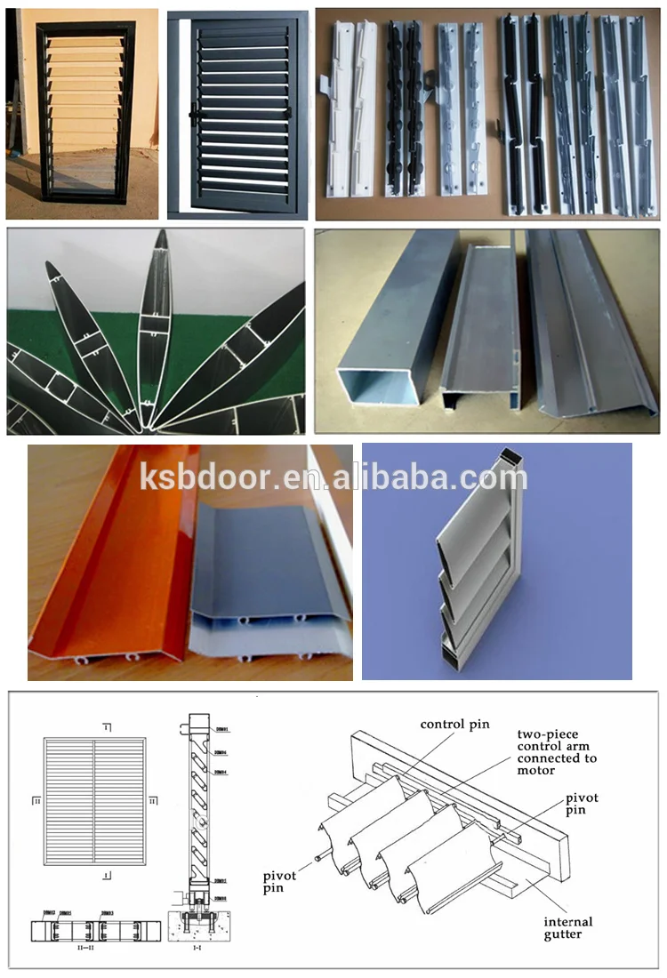 Modern house design exterior aluminium frame adjustable jalousie blinds windows