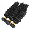 Top quality deep wave Brazilian hair bundles with lace closure support dropship