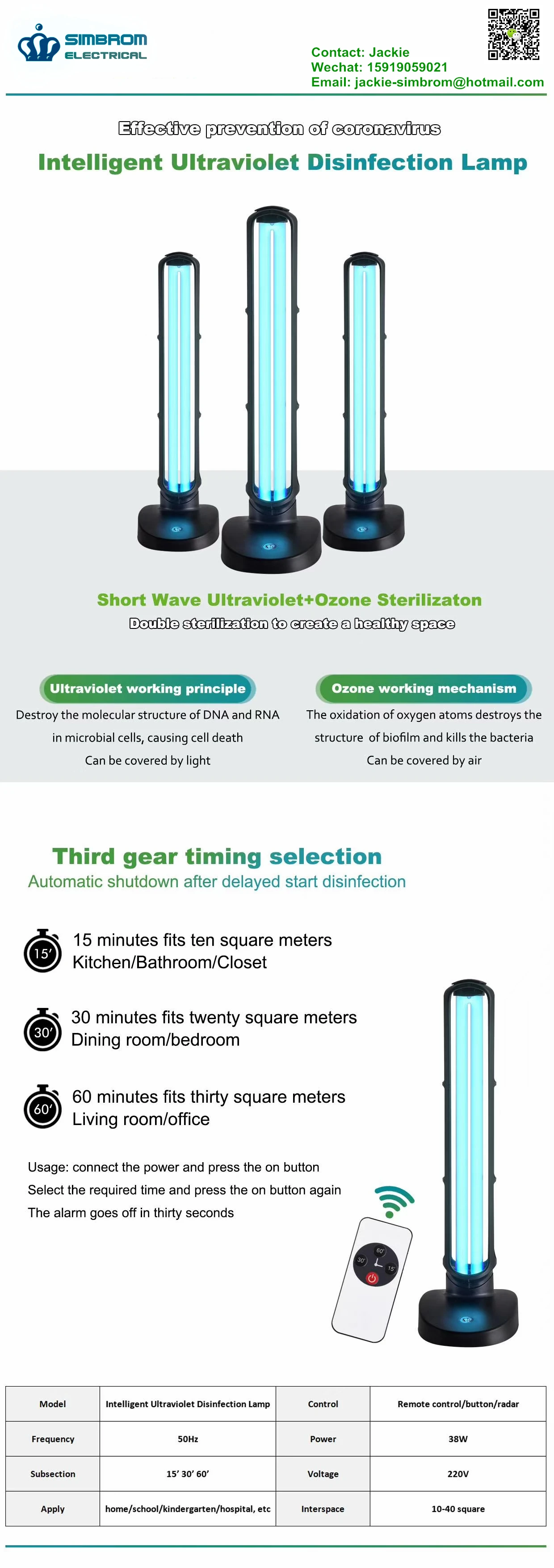 UV lamp information card