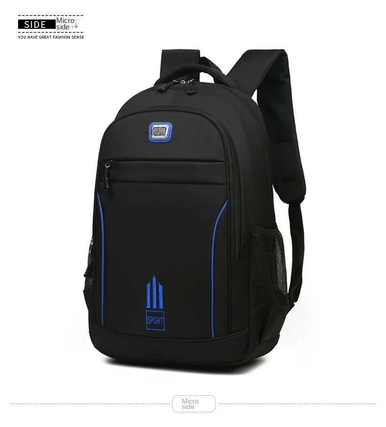 Men's Nylon Oxford Cloth Backpack Large Capacity Casual Travel Bag Polyester Lining Waterproof for Students Simple Everyday Use