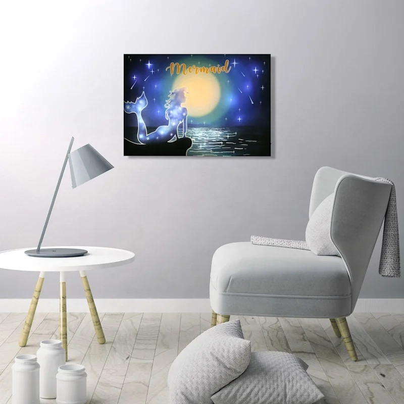 Modern contemporary light up canvas painting picture with led light